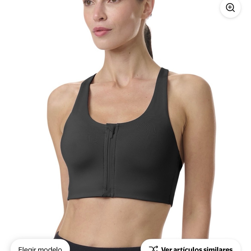 Avia Black Front-Zip High Support Sports Bra
